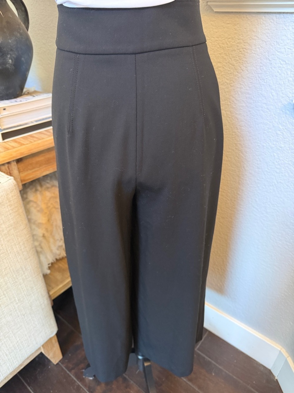 Club Monaco Culottes Black Wool Blend Wide Leg Trouser Pants size 4 - Picture 3 of 7